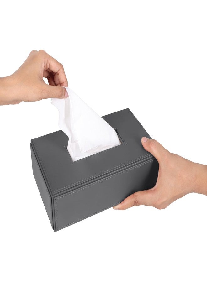 V-CUBE DESIGNS Premium Vegan Leather Tissue Box Holder | Paper Napkin Holder | Sturdy Tissue Case/Cover/Dispenser/Organizer for Home/Bathroom/Office/Table/Desk/Car | Grey - Image 3